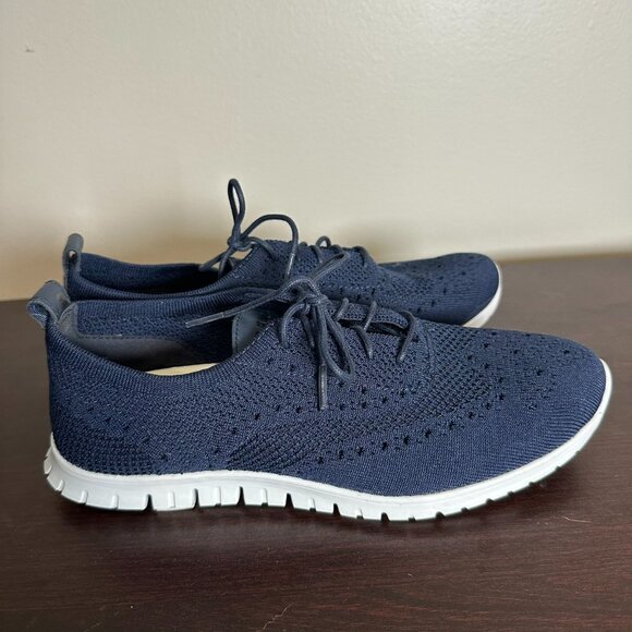 Cole Haan Women 2 ZEROGRAND Stitchlite Wingtip Oxford Blue Size 8.5 Navy - Picture 1 of 12